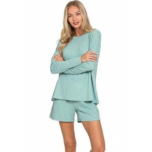 Zenana Soft‎ Melange Long Sleeve Tee and Shorts Set